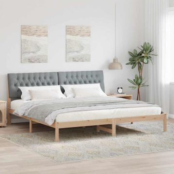 vidaXL Lovo rėmas su apmuštu galvūgaliu Ruda 200 x 200 cm