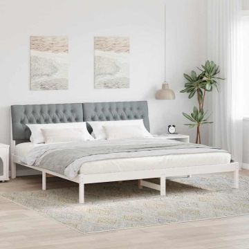 vidaXL Lovo rėmas su apmuštu galvūgaliu Balta 200 x 200 cm