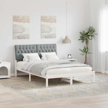 vidaXL Lovo rėmas su apmuštu galvūgaliu Balta 150 x 200 cm