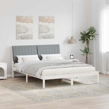 vidaXL Lovos rėmas Balta 150 x 200 cm Kietos pušies mediena
