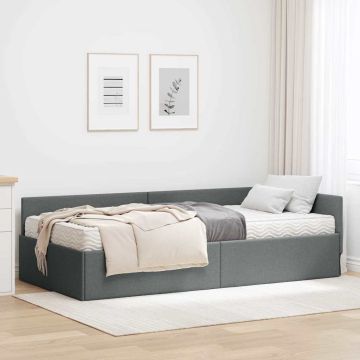 vidaXL Kampinė lovos konstrukcija su čiužiniu Kita 2 pcs Pilka audinys