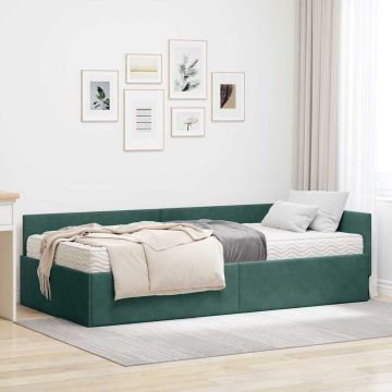 vidaXL Kampinė lovos konstrukcija su čiužiniu Kita 2 pcs Žalia Aksomas
