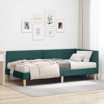 vidaXL Kampinė lovos konstrukcija su čiužiniu Kita 2 pcs Žalia audinys