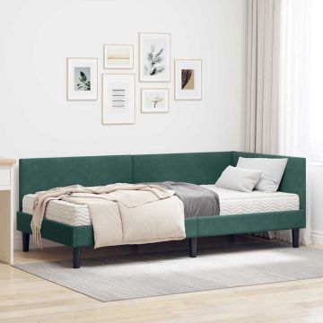 vidaXL Kampinė lovos konstrukcija su čiužiniu Kita 2 pcs Žalia Aksomas