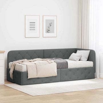 vidaXL Kampinė lovos konstrukcija Tamsiai pilka 80 x 200 cm audinys