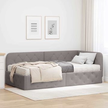 vidaXL Kampinė lovos konstrukcija Taupe 90 x 190 cm audinys