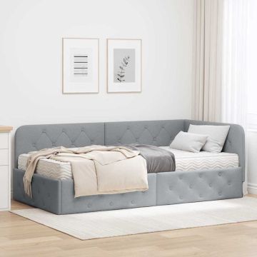 vidaXL Kampinė lovos konstrukcija Šviesiai pilka 100 x 200 cm audinys