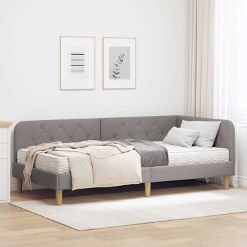 vidaXL Kampinė lovos konstrukcija Taupe 90 x 200 cm audinys