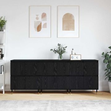 vidaXL Oppbevaringsskap 3 pcs Juodas ąžuolas 60 x 35 x 70 cm