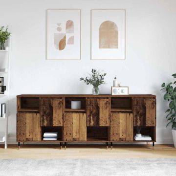 vidaXL Šoninės lentynos 3 pcs Sena mediena 180 x 35 x 70 cm