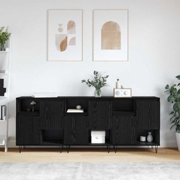 vidaXL Kabalas 3 pcs Juodas ąžuolas 60 x 35 x 70 cm