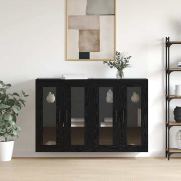vidaXL Sieniniai spintelės 2 pcs juoda ąžuolo 69,5 x 34 x 90 cm