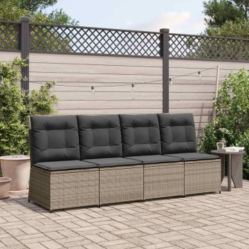 vidaXL Sodo sofa su pagalve Pilka poliratanas