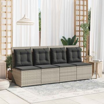 vidaXL Sodo sofa su pagalve Šviesiai pilka poliratanas
