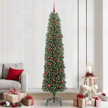 vidaXL Dirbtinė Kalėdų eglutė Žalia 240 cm PVC, plienas ir plastikas