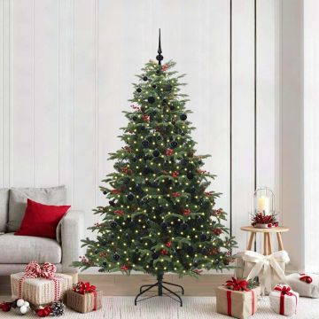 vidaXL Dirbtinė Kalėdų eglutė Žalia 210 cm PVC ir Metalas ir Plastikas