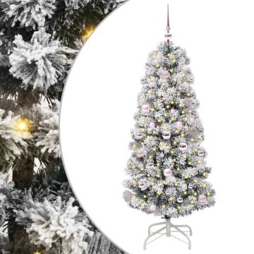 vidaXL Dirbtinė Sulankstoma Kalėdų Eglutė Žalia ir balta 150 cm