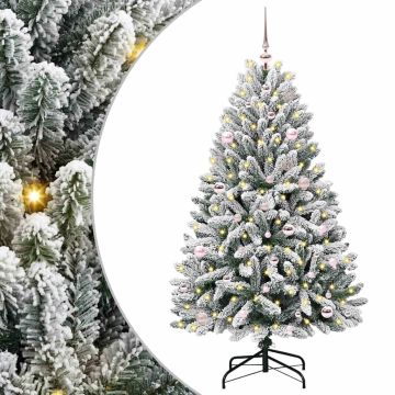 vidaXL Dirbtinė Kalėdų eglutė Žalia ir balta 150 cm PVC ir metalas