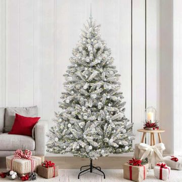 vidaXL Dirbtinė Kalėdų eglutė Žalia ir balta 240 cm PVC ir metalas