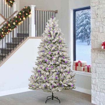 vidaXL Dirbtinė Kalėdų eglutė Žalia ir balta 240 cm PVC ir metalas