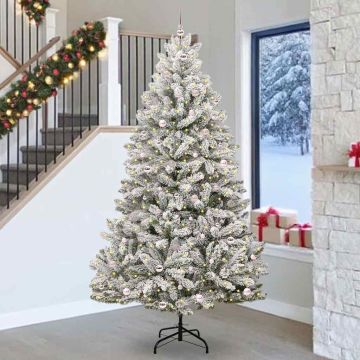 vidaXL Dirbtinė Kalėdų eglutė Žalia ir balta 270 cm PVC ir metalas