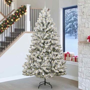 vidaXL Dirbtinė Kalėdų eglutė Žalia ir balta 270 cm PVC ir metalas