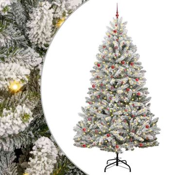 vidaXL Dirbtinė Kalėdų eglutė Žalia ir balta 300 cm PVC ir metalas