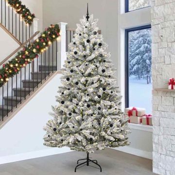 vidaXL Dirbtinė Kalėdų eglutė Žalia ir balta 300 cm PVC ir metalas