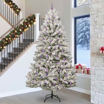 vidaXL Dirbtinė Kalėdų eglutė Žalia ir balta 300 cm PVC ir metalas