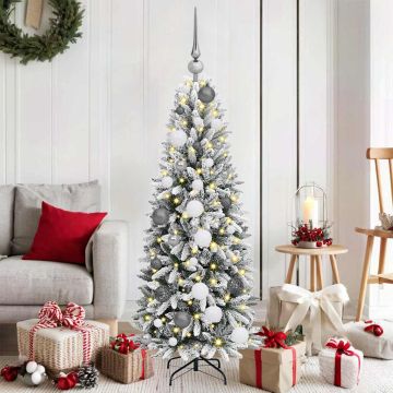 vidaXL Dirbtinė Kalėdų eglutė su 150 LED s stovu Balta 120 cm