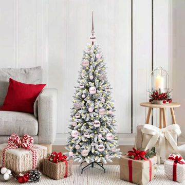 vidaXL Dirbtinė Kalėdų eglutė su 150 LED s stovu Balta 120 cm