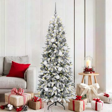 vidaXL Dirbtinė Kalėdų eglutė su 300 LED s stovu Balta 180 cm