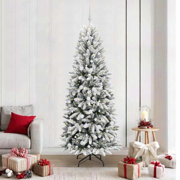 vidaXL Dirbtinė Kalėdų eglutė su 300 LED s stovu Balta 210 cm
