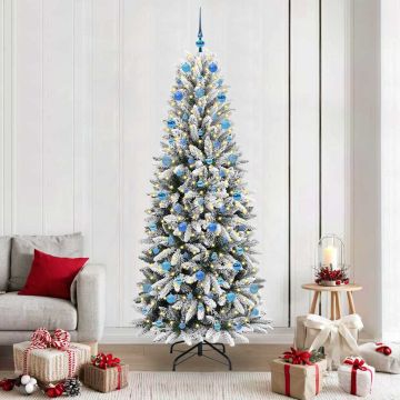 vidaXL Dirbtinė Kalėdų eglutė su 300 LED s stovu Balta 210 cm