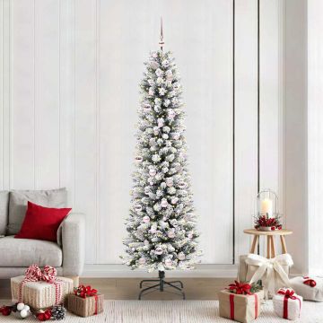 vidaXL Dirbtinė Kalėdų eglutė Balta 210 cm PVC ir Metalas ir Plastikas