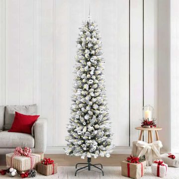 vidaXL Dirbtinė Kalėdų eglutė Balta 240 cm PVC ir Metalas ir Plastikas