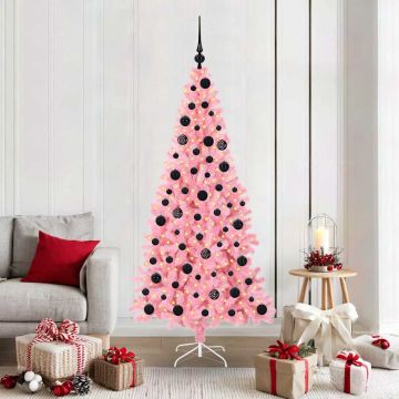 vidaXL Kalėdų eglutė su 300 LED s stovu Rožinė 180 cm PVC