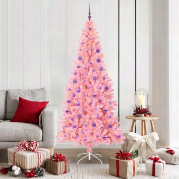 vidaXL Kalėdų eglutė su 300 LED s stovu Rožinė 180 cm PVC