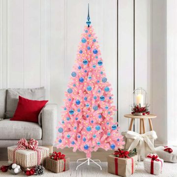 vidaXL Kalėdų eglutė su 300 LED s stovu Rožinė 180 cm PVC