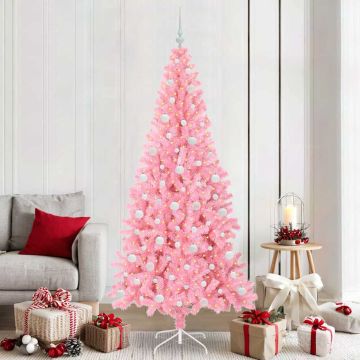 vidaXL Kalėdų eglutė su 300 LED s stovu Rožinė 210 cm PVC