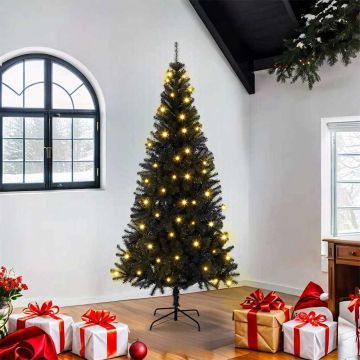 vidaXL Kalėdų eglutė su 300 LED s stovu Juoda 180 cm PVC