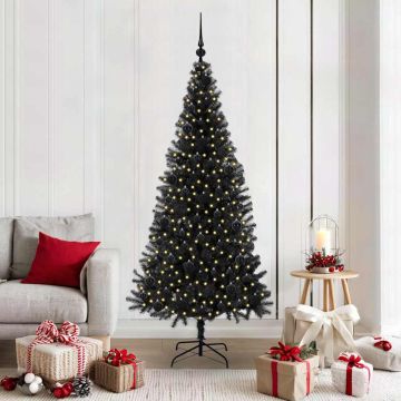 vidaXL Kalėdų eglutė su 300 LED s stovu Juoda 180 cm PVC
