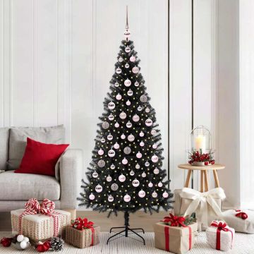 vidaXL Kalėdų eglutė su 300 LED s stovu Juoda 180 cm PVC