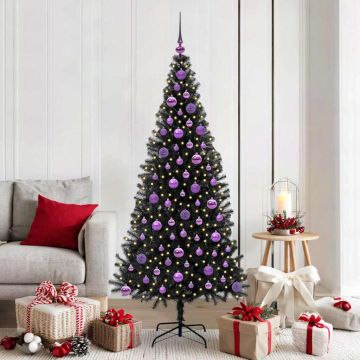 vidaXL Kalėdų eglutė su 300 LED s stovu Juoda 180 cm PVC