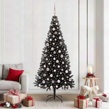 vidaXL Kalėdų eglutė su 300 LED s stovu Juoda 210 cm PVC