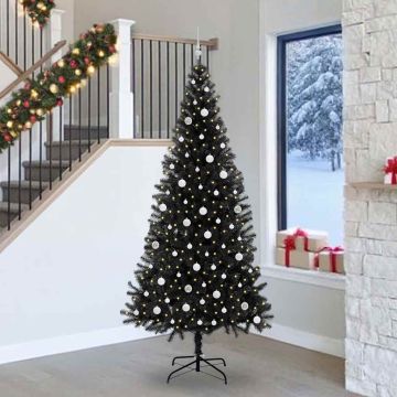 vidaXL Kalėdų eglutė su 300 LED s stovu Juoda 240 cm PVC