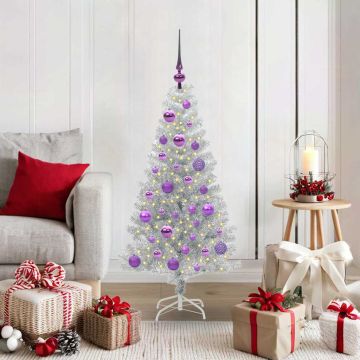 vidaXL Kalėdų eglutė su 150 LED s stovu Sidabro 120 cm PET