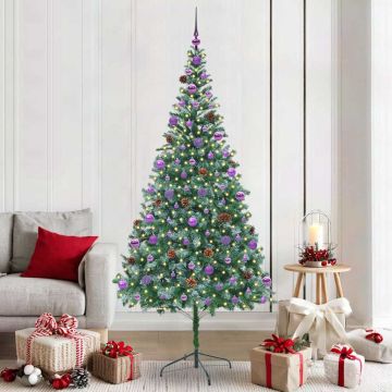 vidaXL Dirbtinė Kalėdų eglutė su 300 LED Žalia 210 cm PVC ir plienas