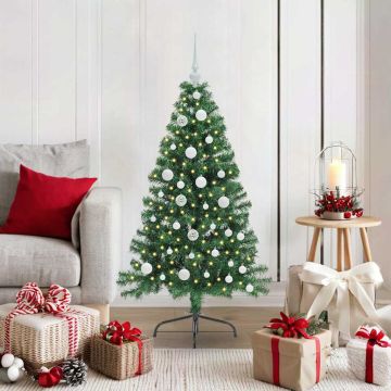 vidaXL Dirbtinis prieššventinis eglutė su šviesomis Žalia 120 cm PVC