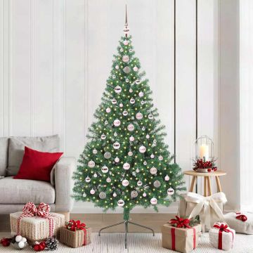vidaXL Dirbtinis prieššventinis eglutė su šviesomis Žalia 210 cm PVC